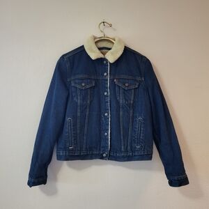 Levi's Dark Blue Denim Jacket with Cream Collar